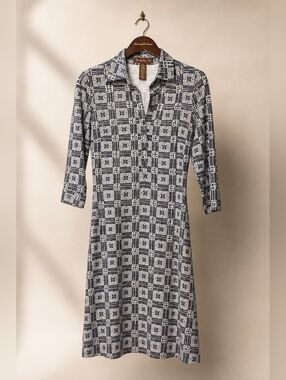 Tommy Bahama Black and White Patterned Dress. Size 6 Like New!